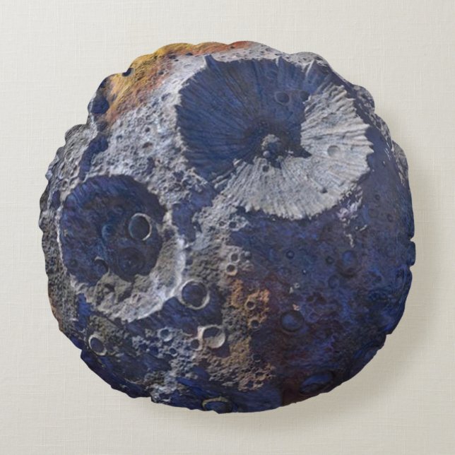 Scouting Mission to Asteroid 16 Psyche Round Pillow (Front)