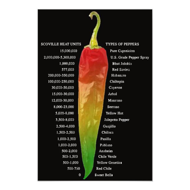 Scoville Heat Chart | Types of Pepper  Photo Print (Front)