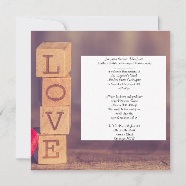 Scrabbled wedding invitation (Front)
