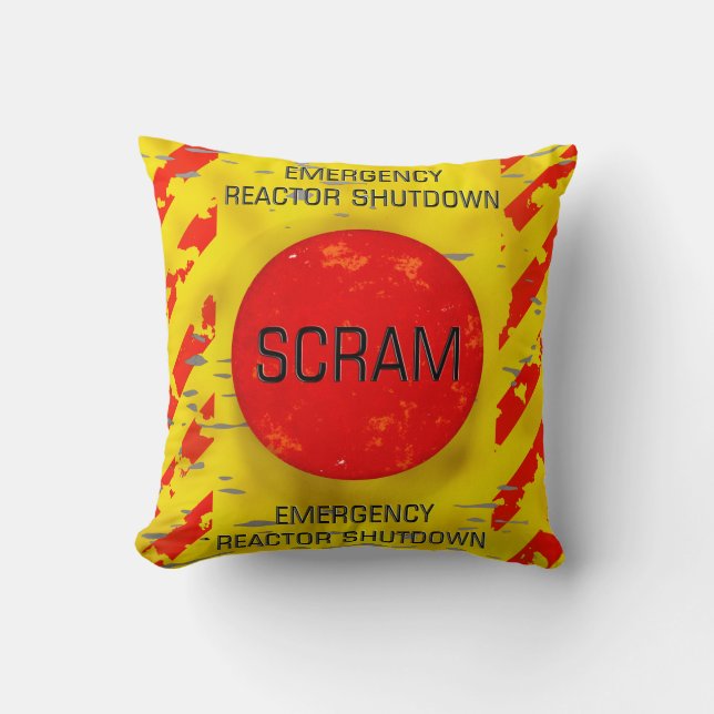 SCRAM Control, Nuclear Reactor Emergency Shutdown Throw Pillow (Front)
