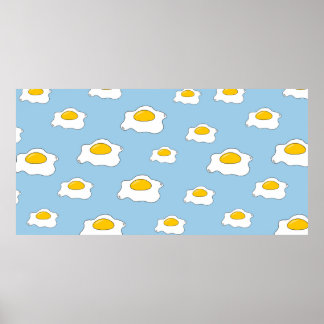 Scrambled eggs pattern. Seamless vintage backgroun Poster
