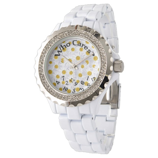 scrambled numbers on white daisies watch (Angled)