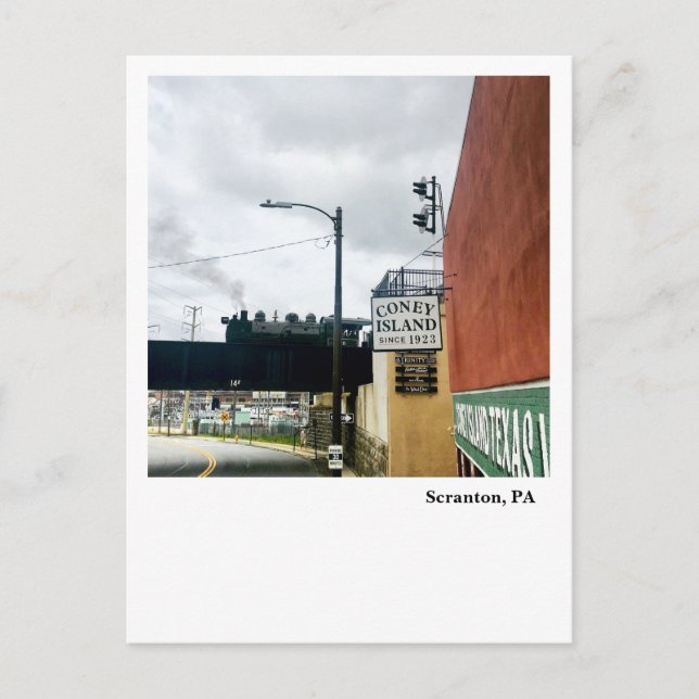 Scranton PA Postcard-Steam Engine Over Cedar Ave. Postcard (Front)