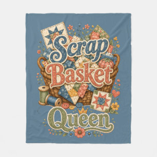 Scrap Basket Queen Quilter Cottagecore Fleece Blanket
