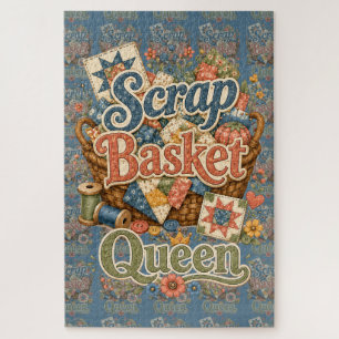 Scrap Basket Queen Quilter Cottagecore Jigsaw Puzzle