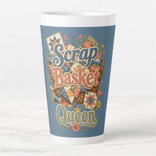 Scrap Basket Queen Quilter Cottagecore Latte Mug