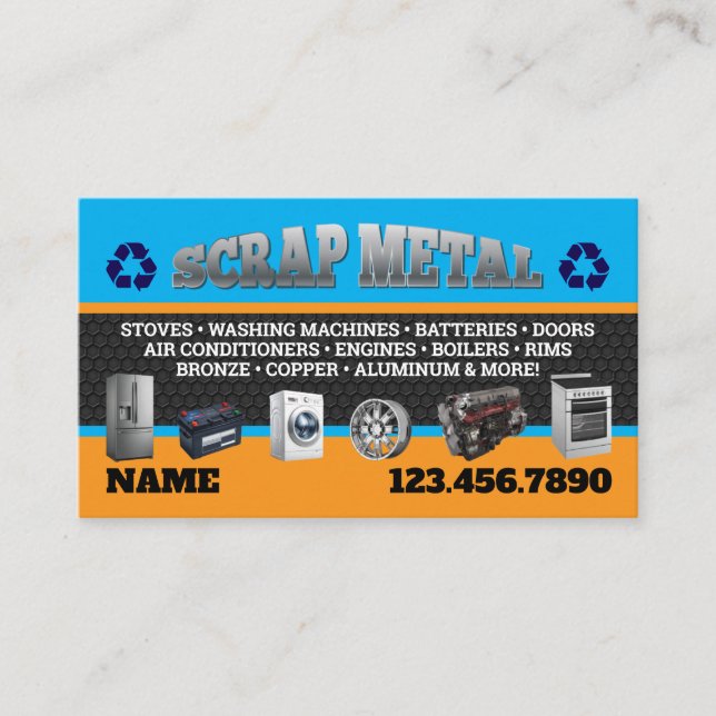 Scrap Metal Pickup Business Cards English-Spanish (Front)