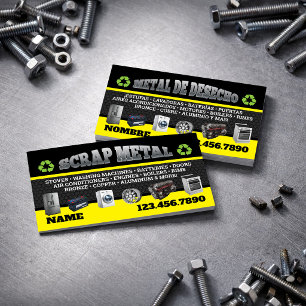 Scrap Metal Pickup Business Cards English-Spanish