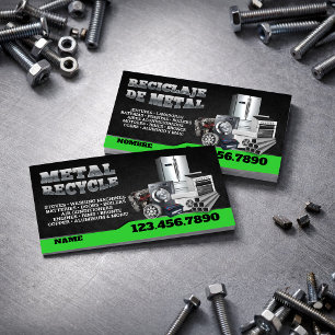 Scrap Metal Recycle English-Spanish Business Card