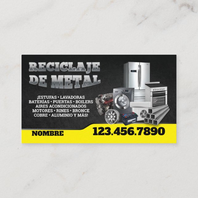 Scrap Metal Recycle English-Spanish Business Card (Back)