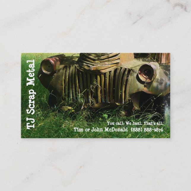 Scrap Metal Recycling & Garbage Pickup Business Card (Front)