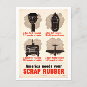 Scrap Rubber Vintage Wartime Postcard