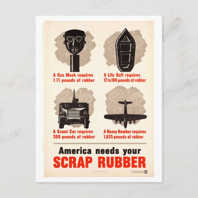 Scrap Rubber Vintage Wartime Postcard (Front)