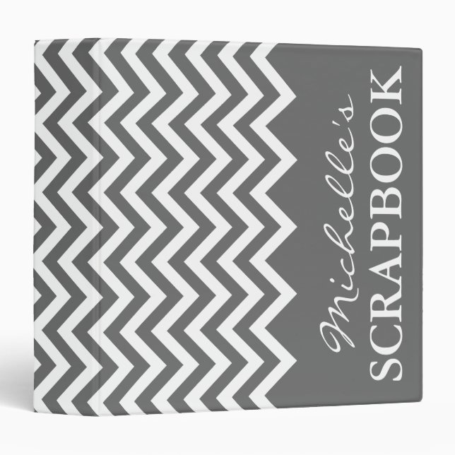 Scrapbook binder | Grey chevron scrapbooking album (Front/Spine)