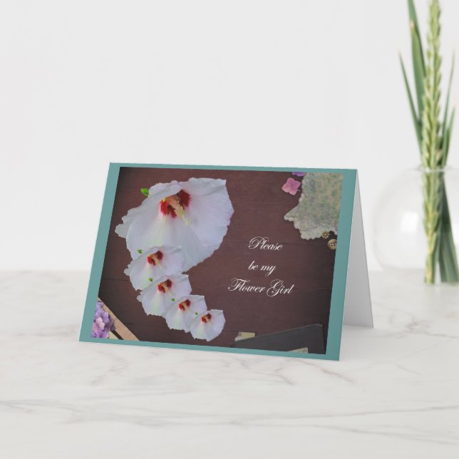 Scrapbook Hibiscus Flower Girl Request Card (Front)