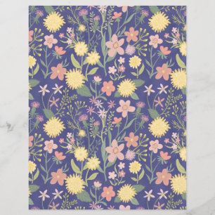 scrapbook paper pink floral flowers purple botanic