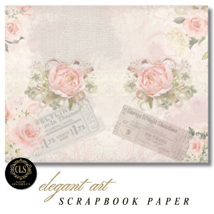 Scrapbook Paper - Vintage Shabby Chic Pink Flower 