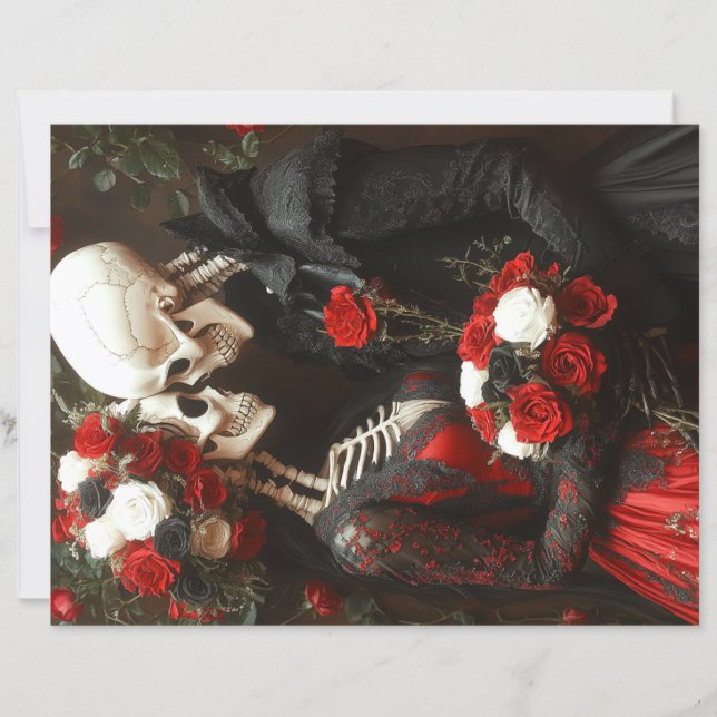 Scrapbook Paper Whimsical Wedding Black & Red (Front)