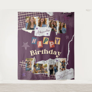 Scrapbook Style Party Photo  Birthday Backdrop Tapestry