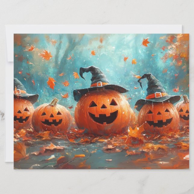 Scrapbook Whimsical Pumpkin Jack-o-Lantern Family (Front)