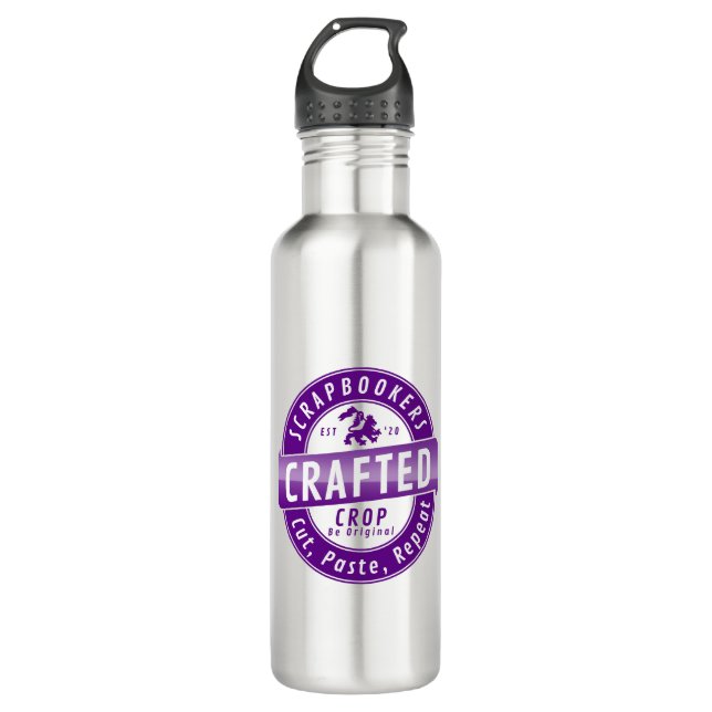 “Scrapbookers - Cut, Paste and Repeat” 710 Ml Water Bottle (Front)