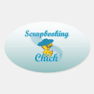 Scrapbooking Chick #3 Oval Sticker
