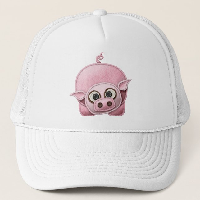 SCRAPBOOKING PINK PIG PIGGIE PIGLET CUTE CARTOON F TRUCKER HAT (Front)