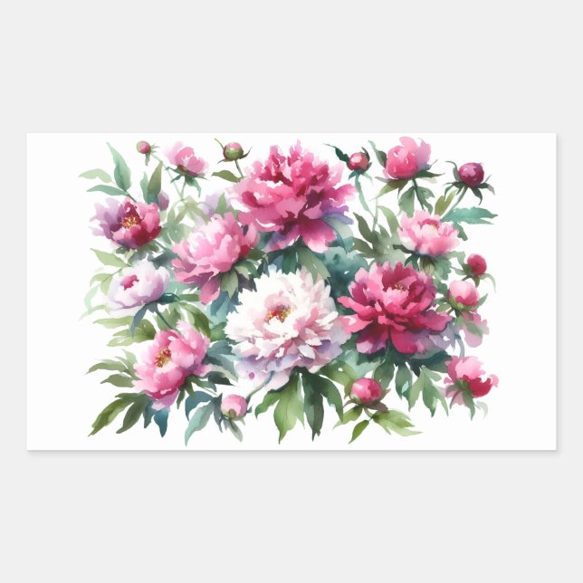 Scrapbooking Sticker Watercolor Peonies (Front)