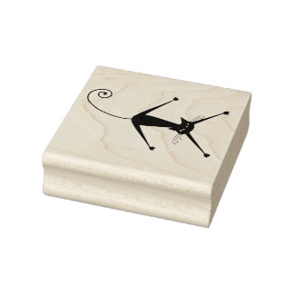 Scrappy Cat Black Kitty Custom Rubber Stamp