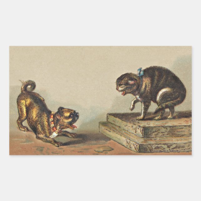 Scrappy Pug Dog and Kitty Sticker (Front)