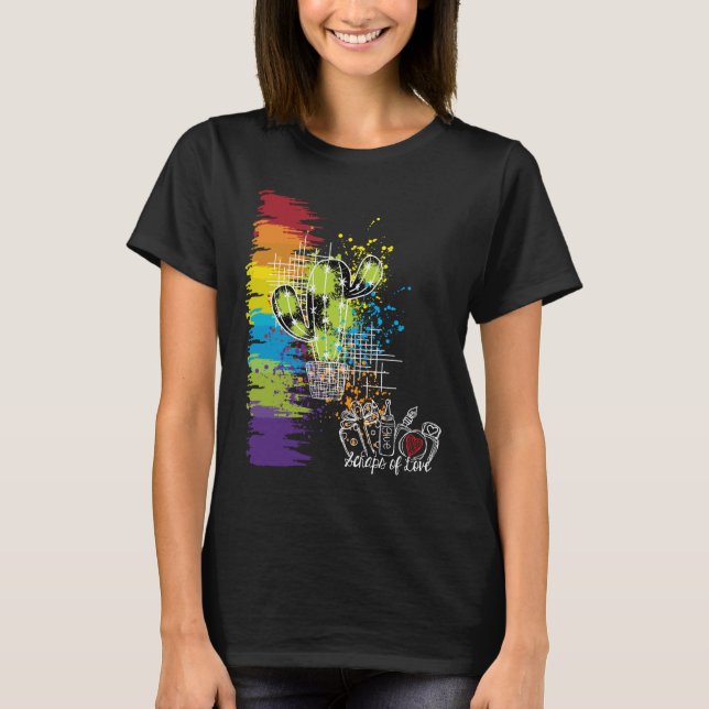 Scraps of Love Colourful Cactus Dark T-Shirt (Front)