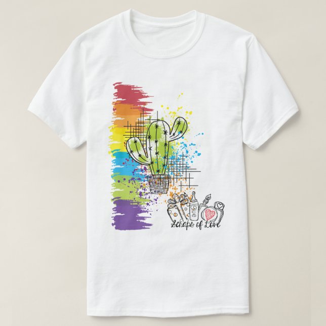 Scraps of Love Colourful Cactus T-Shirt (Design Front)