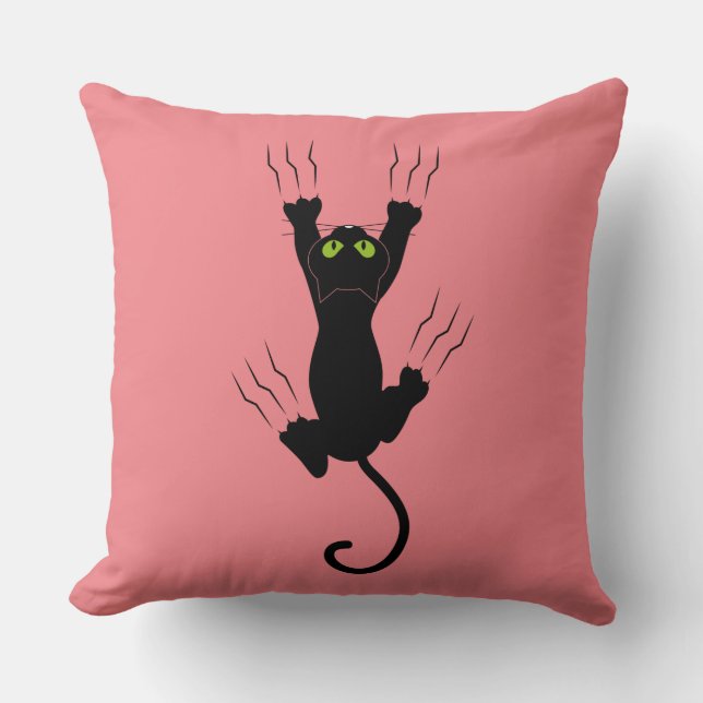 Scratch Cat Throw Pillow (Front)