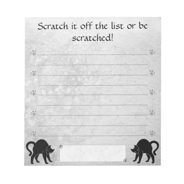 Scratch it off the list or be scratched!  notepad (Front)