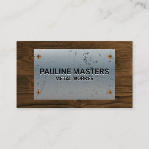 Scratch Old Metal with Screws   Wood Grain Appointment Card