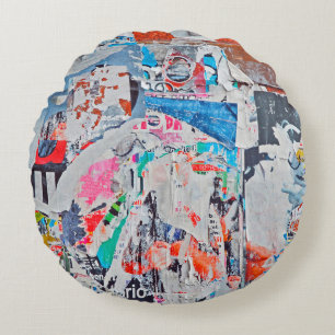 Scratched advertisingtexture,background,poster,art round pillow