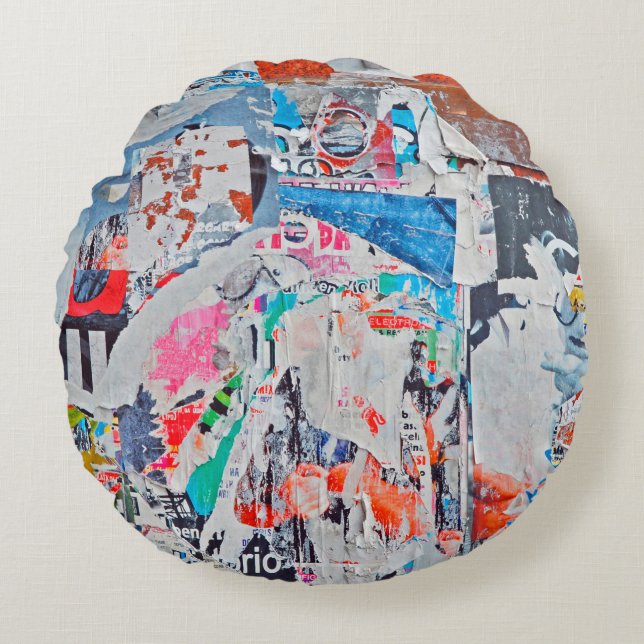 Scratched advertisingtexture,background,poster,art round pillow (Front)