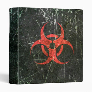 Scratched and Worn Red Biohazard Symbol Binder
