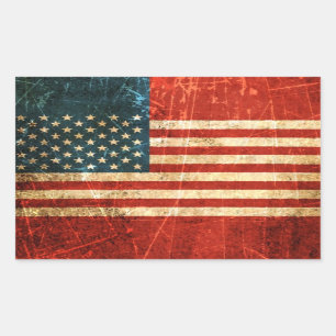Scratched and Worn Vintage American Flag Sticker