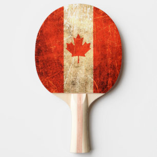 Scratched and Worn Vintage Canadian Flag Ping Pong Paddle