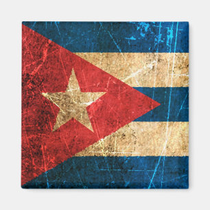 Scratched and Worn Vintage Cuban Flag Magnet