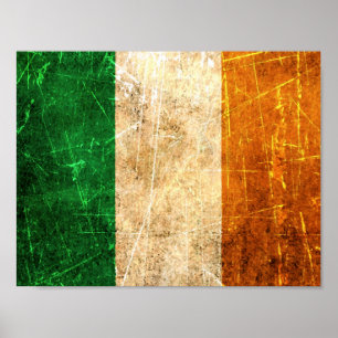 Scratched and Worn Vintage Irish Flag Poster