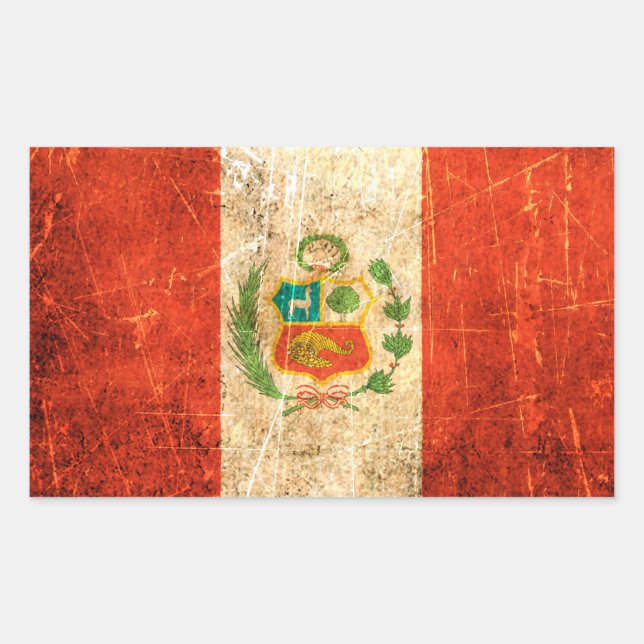 Scratched and Worn Vintage Peruvian Flag Sticker (Front)