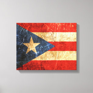 Scratched and Worn Vintage Puerto Rican Flag Canvas Print