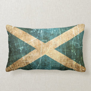 Scratched and Worn Vintage Scottish Flag Lumbar Pillow