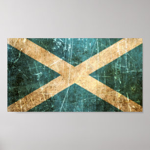Scratched and Worn Vintage Scottish Flag Poster