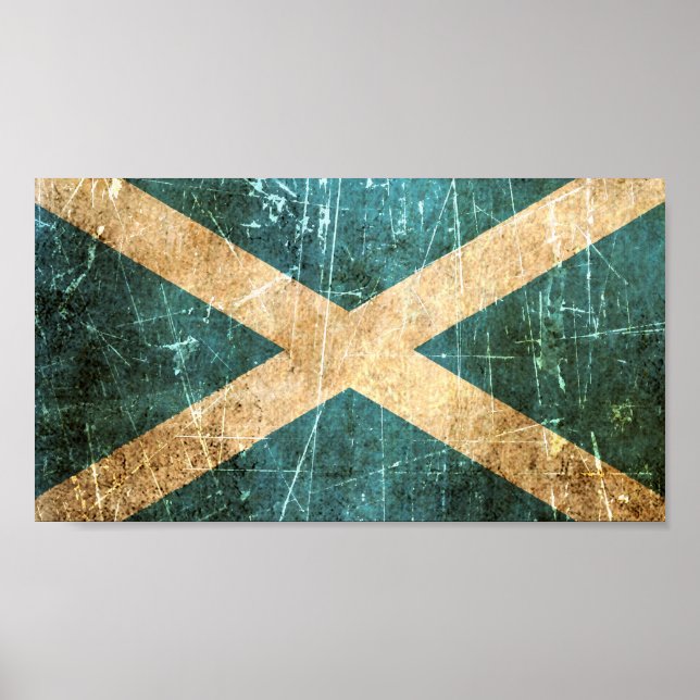 Scratched and Worn Vintage Scottish Flag Poster (Front)