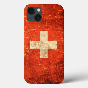 Scratched and Worn Vintage Swiss Flag iPhone 13 Case