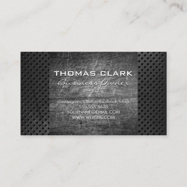 Scratched Background | Perforated Metal Business Card (Front)