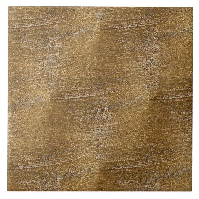 Scratched Brushed Gold Metal Look Tile (Front)